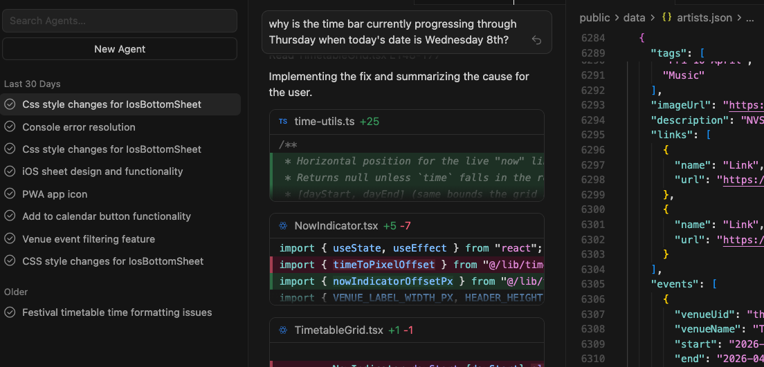 Snapshot of Cursor project
